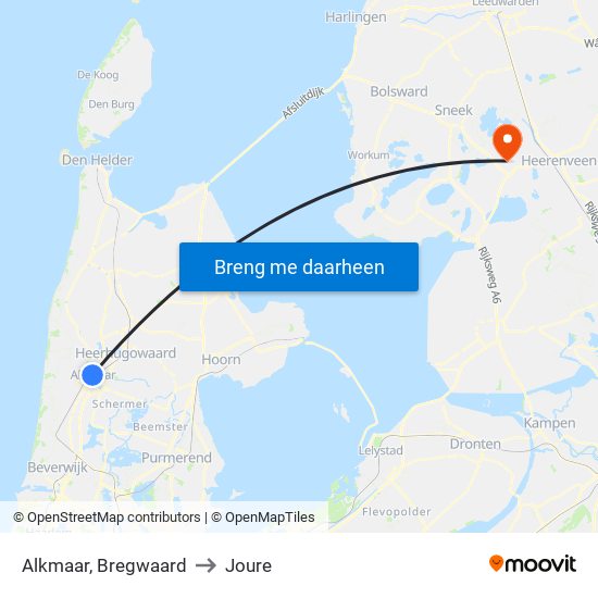 Alkmaar, Bregwaard to Joure map