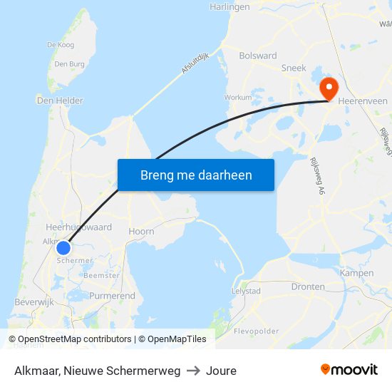 Alkmaar, Nieuwe Schermerweg to Joure map