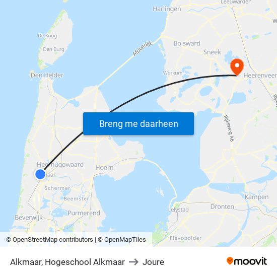 Alkmaar, Hogeschool Alkmaar to Joure map