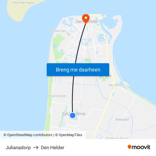 Julianadorp to Den Helder map