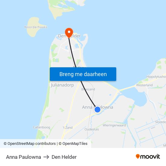 Anna Paulowna to Den Helder map