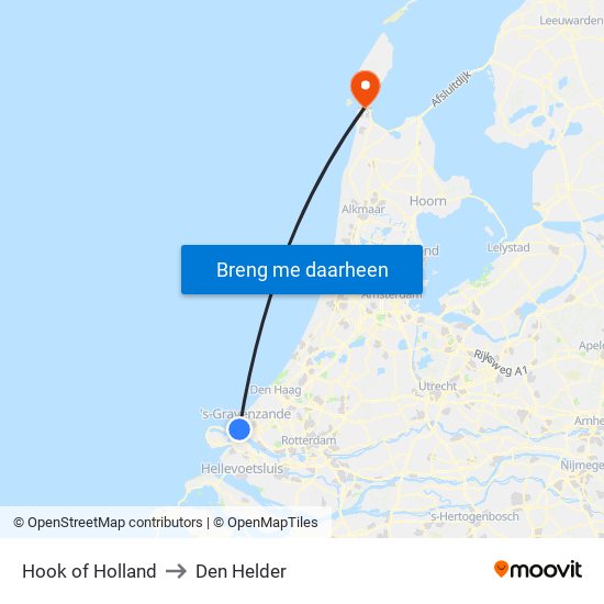 Hook of Holland to Den Helder map