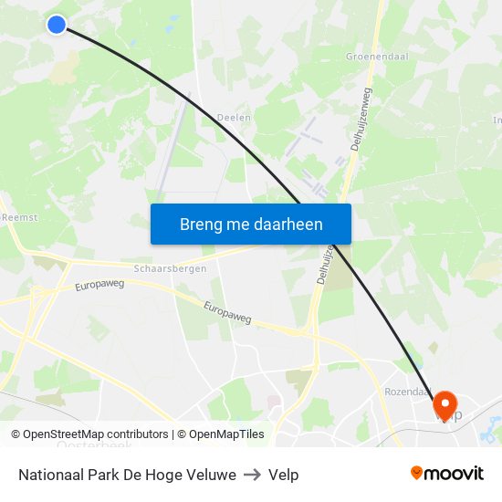 Nationaal Park De Hoge Veluwe to Velp map