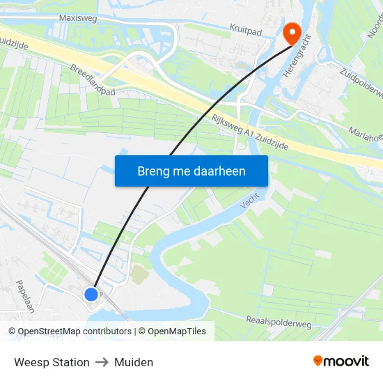 Weesp Station to Muiden map