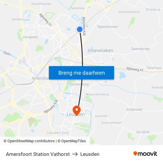 Amersfoort Station Vathorst to Leusden map