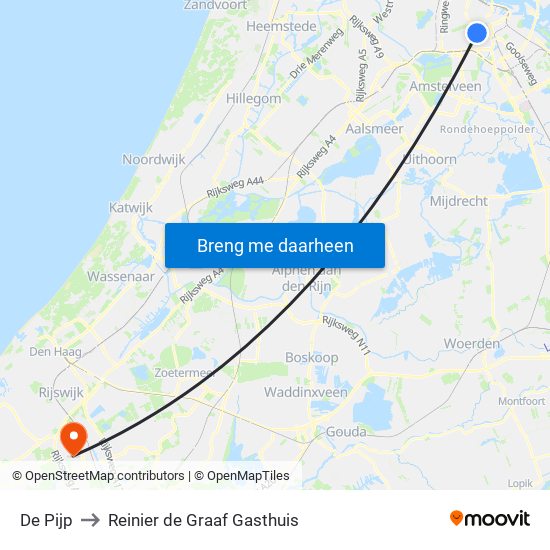 De Pijp to Reinier de Graaf Gasthuis map