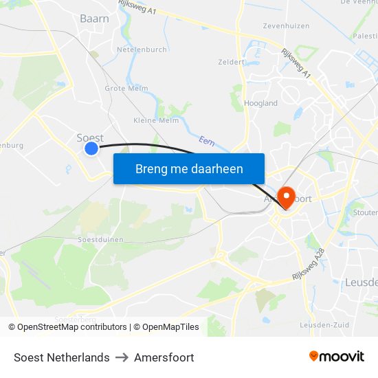 Soest Netherlands to Amersfoort map