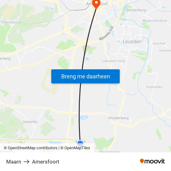 Maarn to Amersfoort map