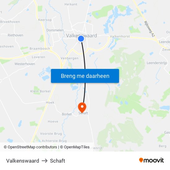 Valkenswaard to Schaft map