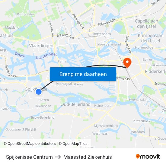 Spijkenisse Centrum to Maasstad Ziekenhuis map