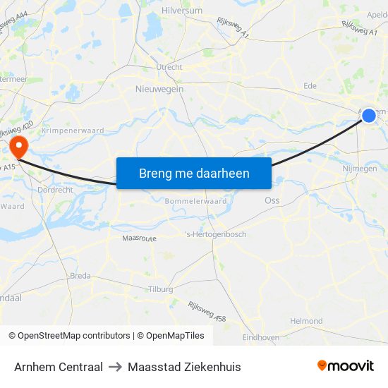 Arnhem Centraal to Maasstad Ziekenhuis map
