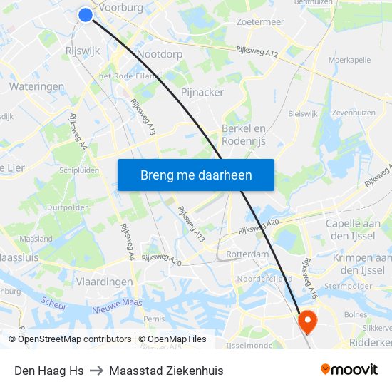 Den Haag Hs to Maasstad Ziekenhuis map
