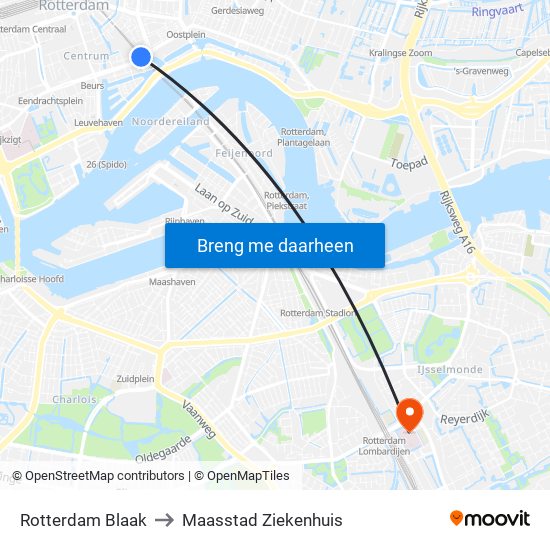 Rotterdam Blaak to Maasstad Ziekenhuis map