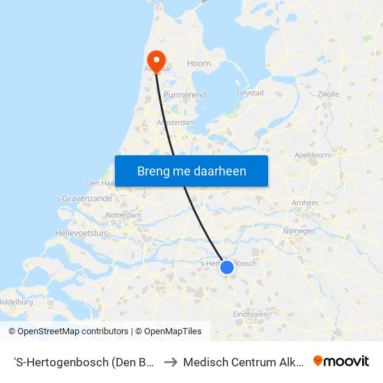 'S-Hertogenbosch (Den Bosch) to Medisch Centrum Alkmaar map