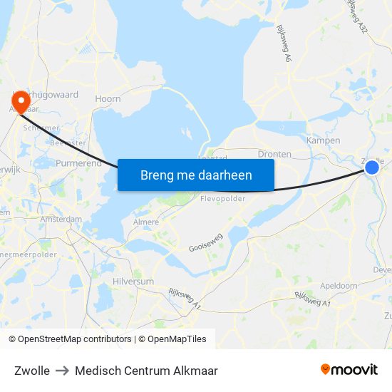 Zwolle to Medisch Centrum Alkmaar map