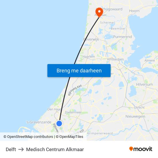 Delft to Medisch Centrum Alkmaar map