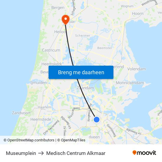 Museumplein to Medisch Centrum Alkmaar map