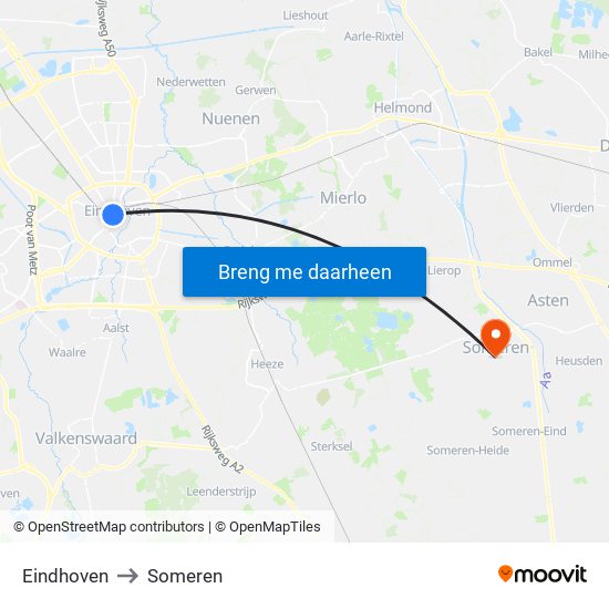 Eindhoven, Nieuwe Emmasingel 10 to Someren map