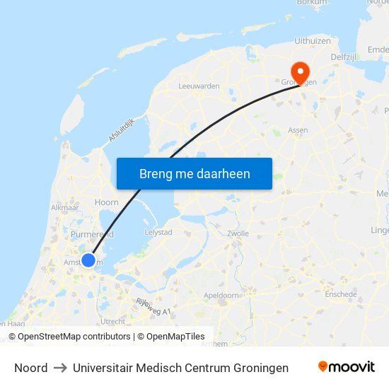 Noord to Universitair Medisch Centrum Groningen map