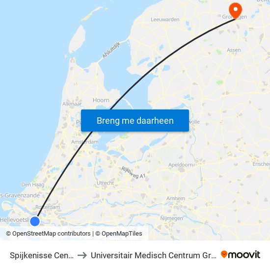 Spijkenisse Centrum to Universitair Medisch Centrum Groningen map