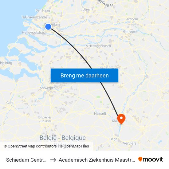 Schiedam Centrum to Academisch Ziekenhuis Maastricht map