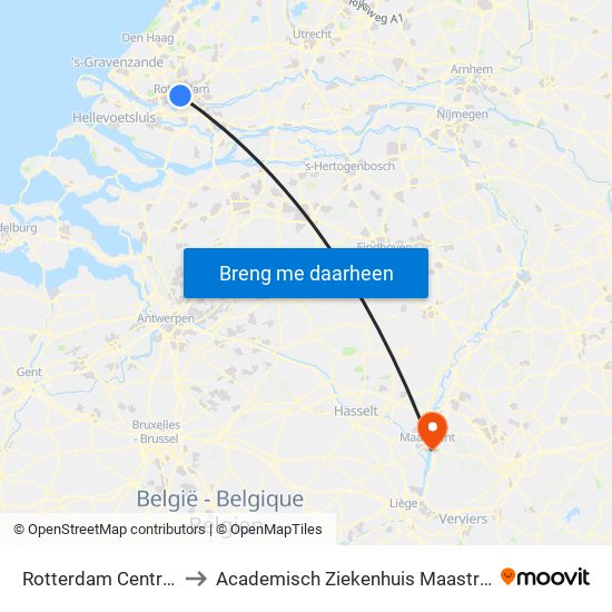 Rotterdam Centraal to Academisch Ziekenhuis Maastricht map