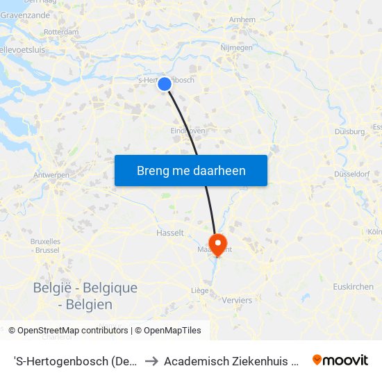 'S-Hertogenbosch (Den Bosch) to Academisch Ziekenhuis Maastricht map