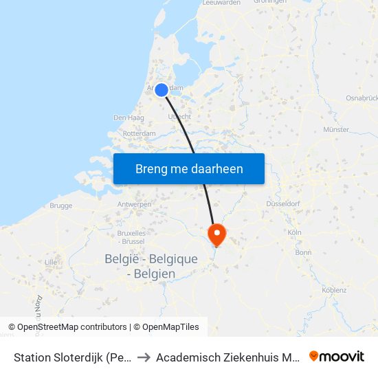 Station Sloterdijk (Perron N) to Academisch Ziekenhuis Maastricht map