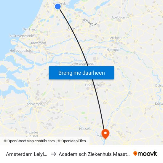 Amsterdam Lelylaan to Academisch Ziekenhuis Maastricht map