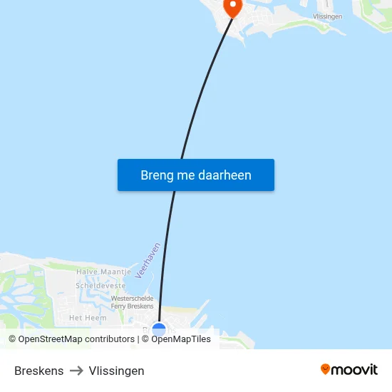 Breskens to Vlissingen map