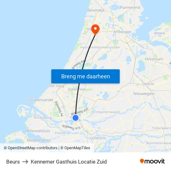 Beurs to Kennemer Gasthuis Locatie Zuid map