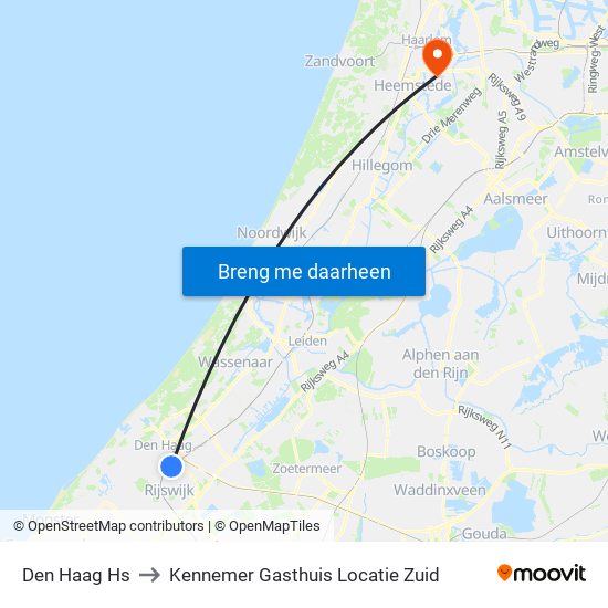 Den Haag Hs to Kennemer Gasthuis Locatie Zuid map