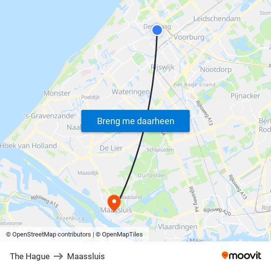 The Hague to Maassluis map