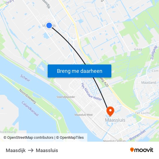 Maasdijk to Maassluis map