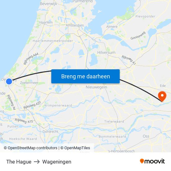 The Hague to Wageningen map