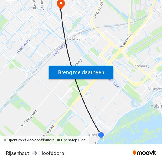 Rijsenhout to Hoofddorp map