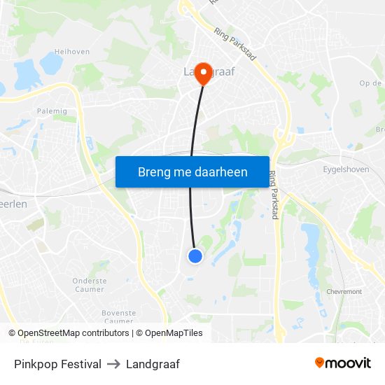 Pinkpop Festival to Landgraaf map