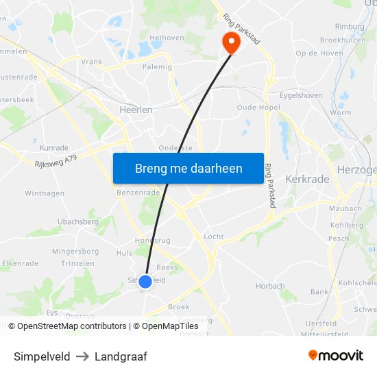 Simpelveld to Landgraaf map