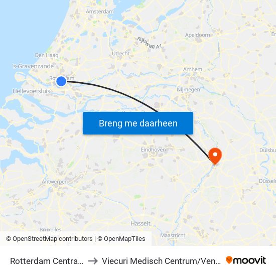 Rotterdam Centraal to Viecuri Medisch Centrum/Venlo map