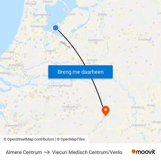 Almere Centrum to Viecuri Medisch Centrum/Venlo map