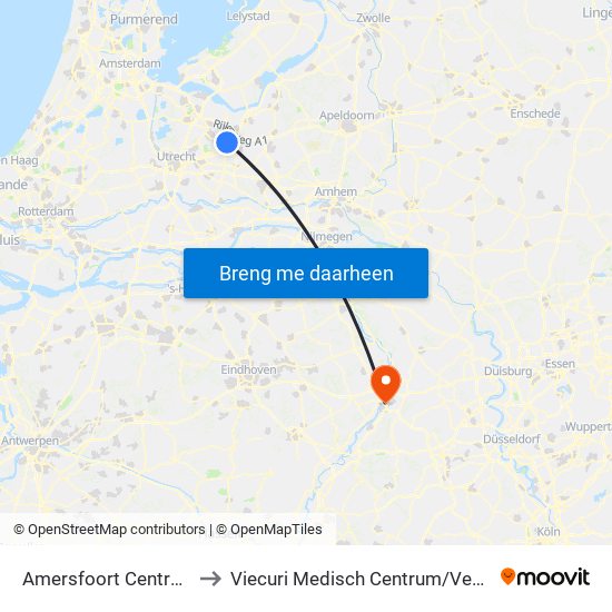 Amersfoort Centraal to Viecuri Medisch Centrum/Venlo map