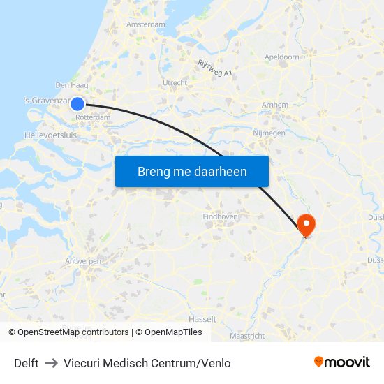 Delft to Viecuri Medisch Centrum/Venlo map