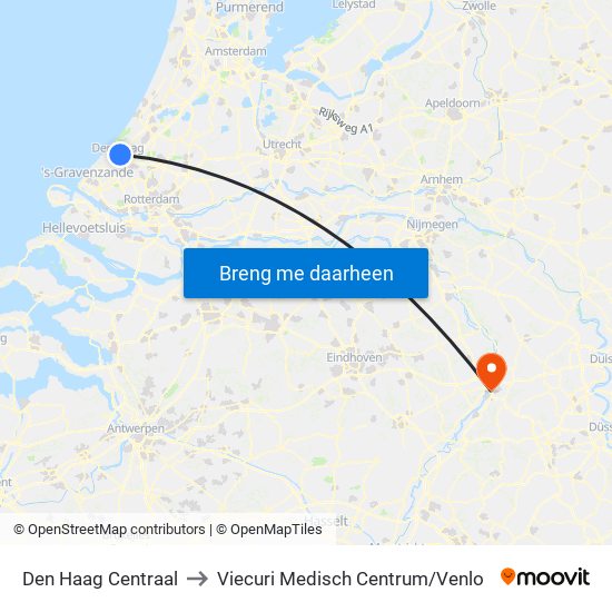 Den Haag Centraal to Viecuri Medisch Centrum/Venlo map