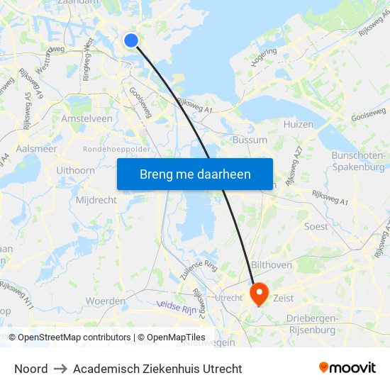 Noord to Academisch Ziekenhuis Utrecht map