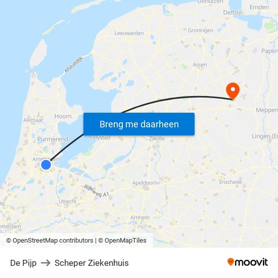 De Pijp to Scheper Ziekenhuis map