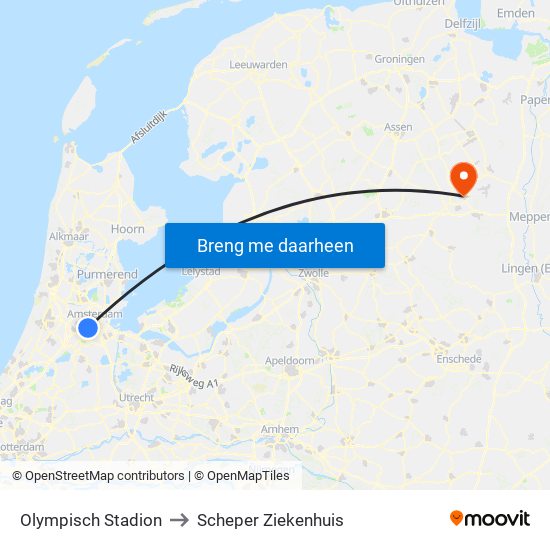 Olympisch Stadion to Scheper Ziekenhuis map