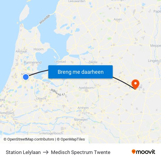 Station Lelylaan to Medisch Spectrum Twente map