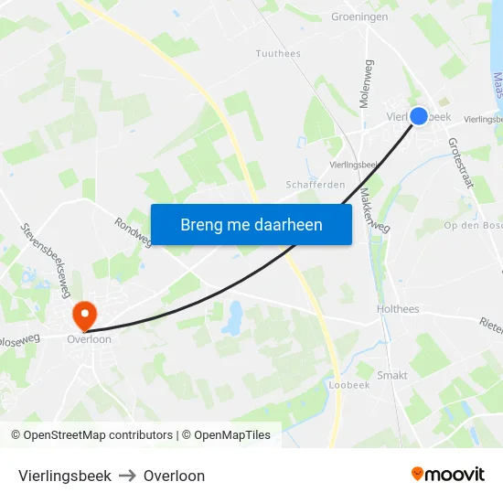 Vierlingsbeek to Overloon map