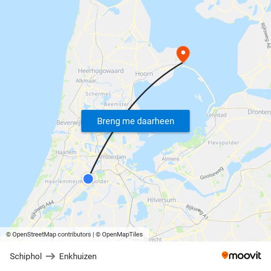 Schiphol to Enkhuizen map