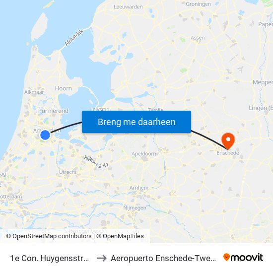 1e Con. Huygensstraat to Aeropuerto Enschede-Twente map